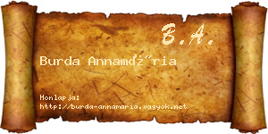 Burda Annamária névjegykártya